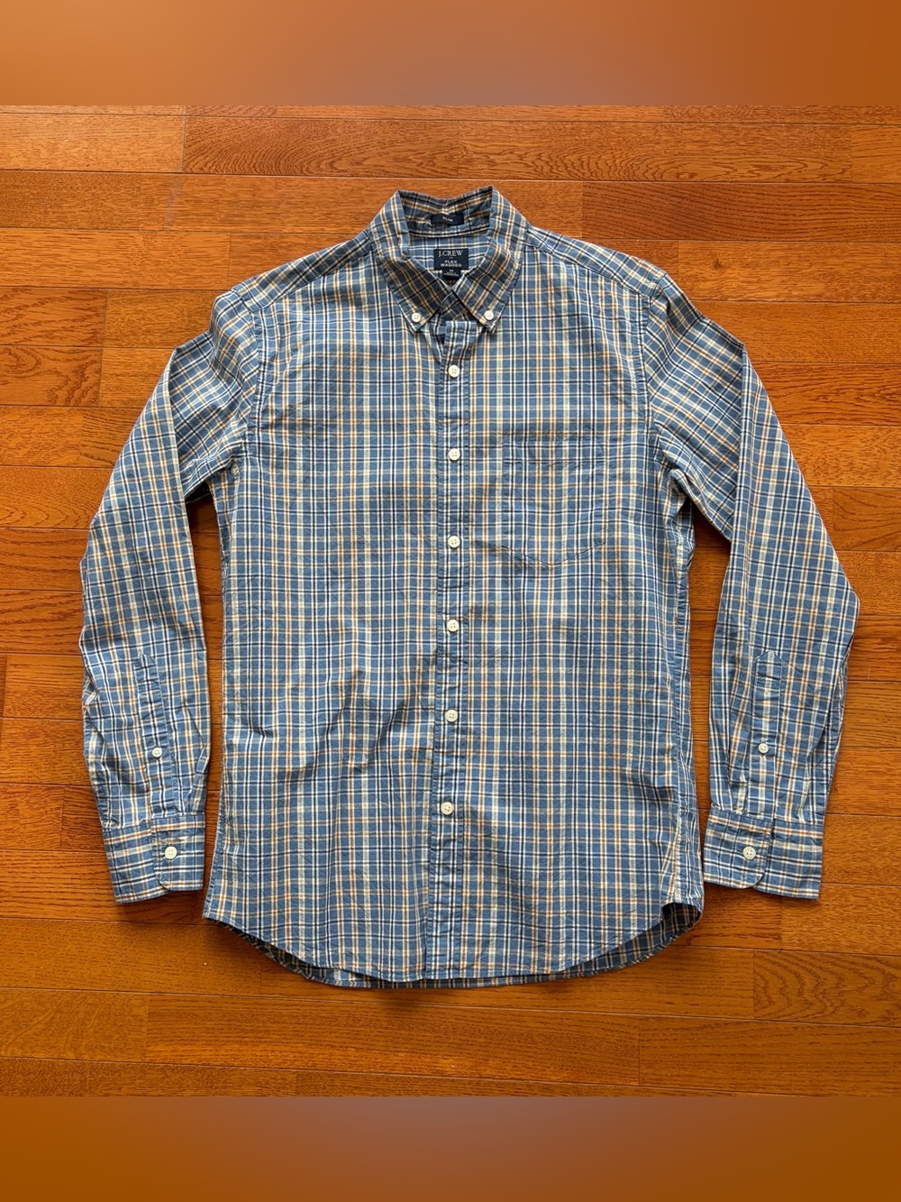 J Crew Flex Washed Slim Button Down Shirt Plaid Blue